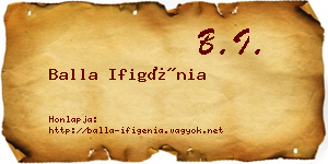 Balla Ifigénia névjegykártya